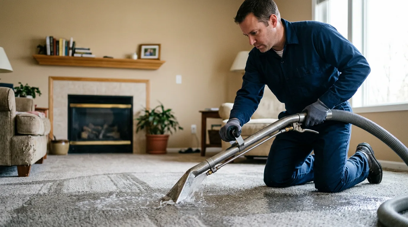 Water damage restoration technician working near Lake Harmony, PA